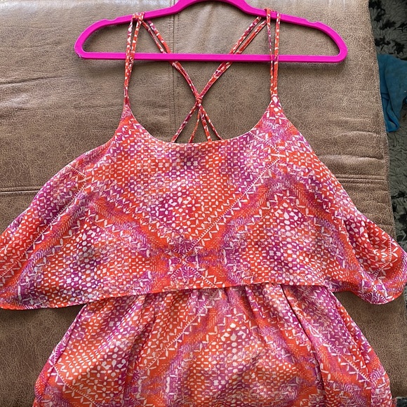 Pink/orange Patterened Urban Outfitters Ecote Crossback Dress in Medium - Picture 4 of 5